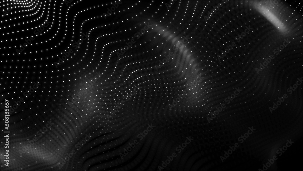 Poster sci-fi background. digital landscape with dots and lines. cyberspace grid. background concept for yo