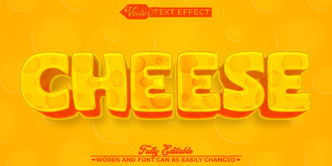 Cartoon Yellow Cheese Vector Editable Text Effect Template