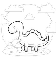 vector coloring page with dinosaur 