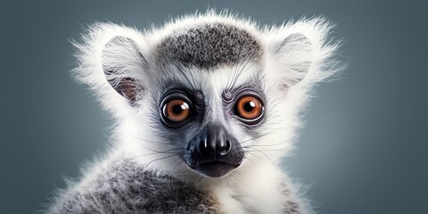Fototapeta premium AI Generated. AI Generative. Photo Illustration of baby face lemur madagascar african animal. Graphic Art