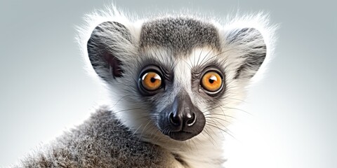 AI Generated. AI Generative. Photo Illustration of baby face lemur madagascar african animal. Graphic Art - obrazy, fototapety, plakaty