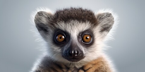 AI Generated. AI Generative. Photo Illustration of baby face lemur madagascar african animal. Graphic Art - obrazy, fototapety, plakaty