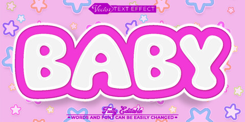 Cartoon Pink Baby Vector Editable Text Effect Template