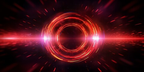 Obraz premium Circle red ring energy, illustration for product presentation template, copy space dark background. Ai generative