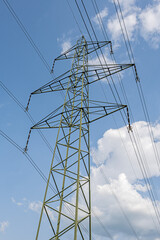 Hochspannungsleitungsmast, Linthgebiet, Schweiz
