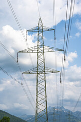 Hochspannungsleitungsmast, Linthgebiet, Schweiz
