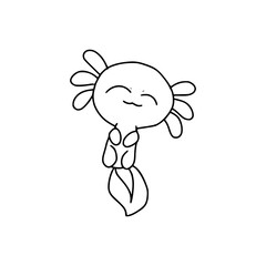 Cute axolotl icon isolated on transparent background