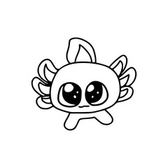 Cute axolotl icon isolated on transparent background