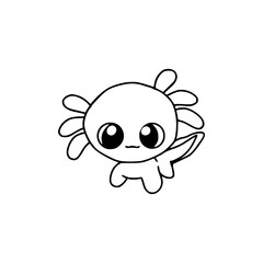 Cute axolotl icon isolated on transparent background