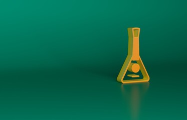 Orange Musical instrument balalaika icon isolated on green background. Minimalism concept. 3D render illustration