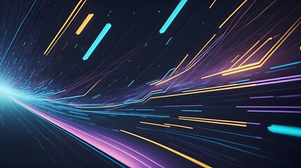 Futuristic tunnel with glowing lines, 3d rendering abstract background. Generative ai