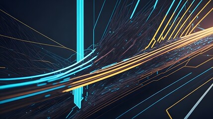 Fototapeta na wymiar Futuristic tunnel with glowing lines, 3d rendering abstract background. Generative ai