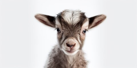 AI Generated. AI Generative. Photo illustration of baby little goat portrait face. Graphic Art