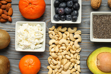 Different products, concept of grocery, ingredients for cooking