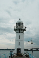 Fototapeta na wymiar Raffles Marina Lighthouse in Singapore