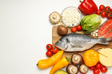 Different products, concept of grocery, ingredients for cooking