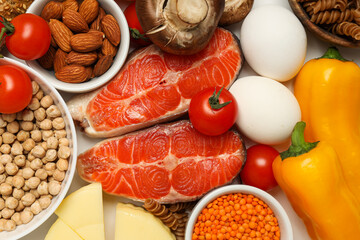 Different products, concept of grocery, ingredients for cooking