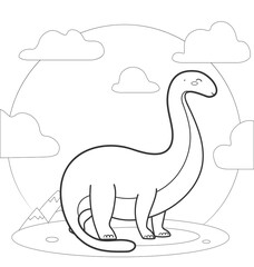 vector coloring page with dinosaur 