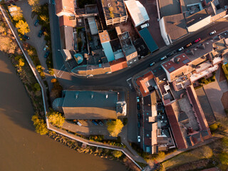 Abandoned brewery seen from above