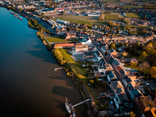 Aerial view of Baasrode's waterfront