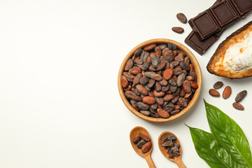 Concept of fresh and aromatic food - cacao beans