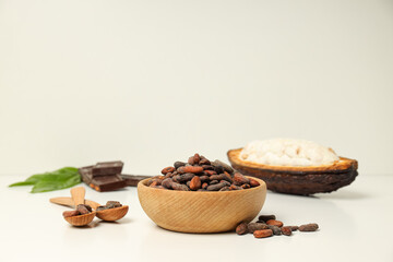 Concept of fresh and aromatic food - cacao beans