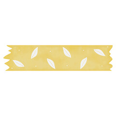 Yellow Washi Tape with White Leaf Pattern