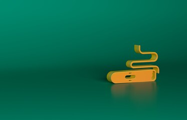 Orange Cigar icon isolated on green background. Minimalism concept. 3D render illustration