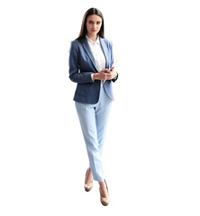 modern attractive young businesswoman full length portrait on a transparent background © ty