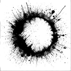 Brush splash stroke circle texture, transparent background, PNG file.