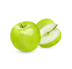 Fresh green apple isolated on transparent background (.PNG)