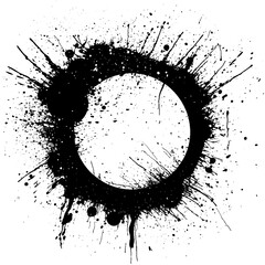 Brush splash stroke circle texture, transparent background, PNG file.