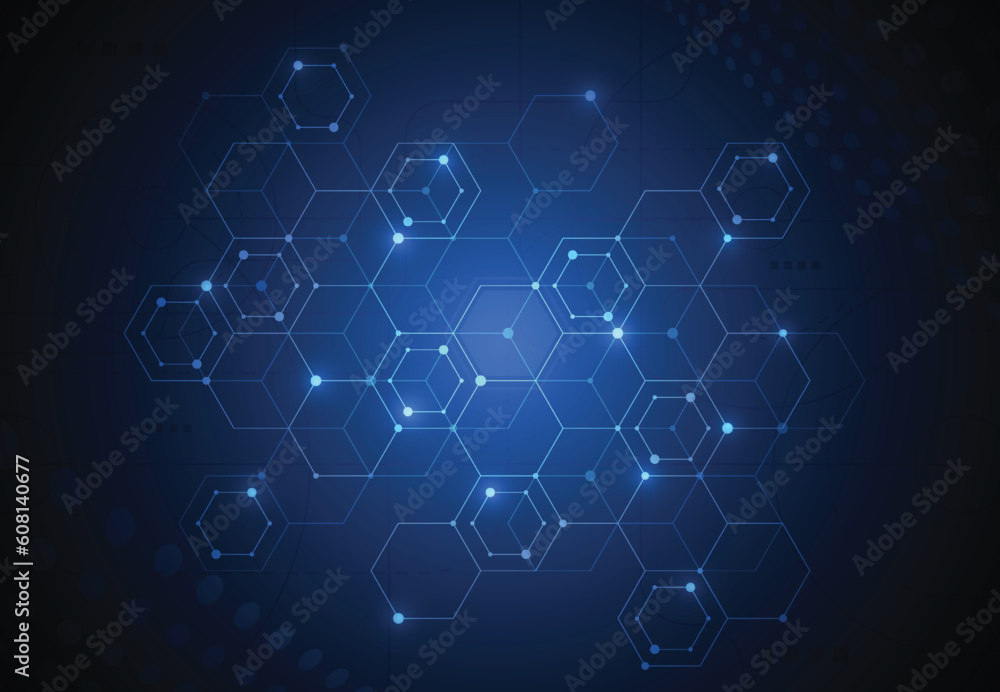 Poster abstract science template. technology lines and dots connection background. wallpaper or banner with