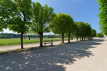 Public gardens of the of  Fontainebleau castle in Île-de-France region