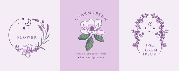 lavender and magnolia design with circle shape © piixypeach