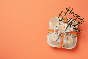 Concept of congratulation and celebration with bento cake in box