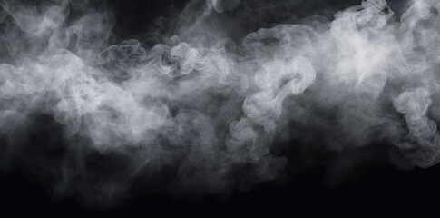 Fototapeta premium White smoke, white fog on a black background. Abstract, smoky texture for design and illustration.