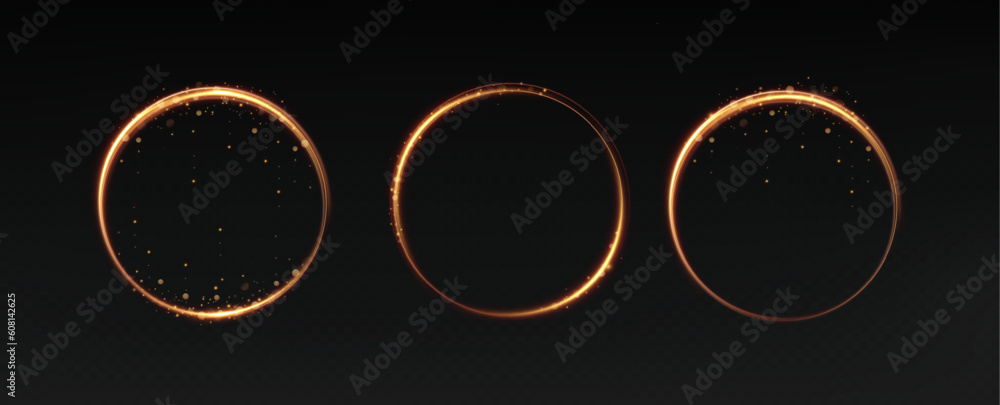 Poster golden circle with fire effects.light effect.vector.