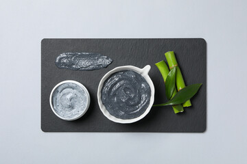 Concept of face and skin care - bamboo and charcoal