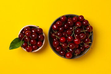 Concept of fresh summer food - delicious cherry