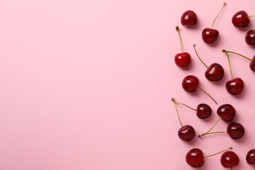 Concept of fresh summer food - delicious cherry - 608142882