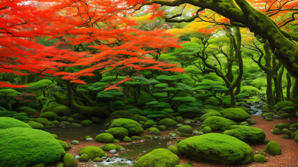 Japanese forest. Generative AI