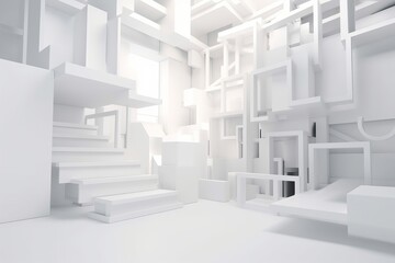 Abstract architecture white background, Generative AI