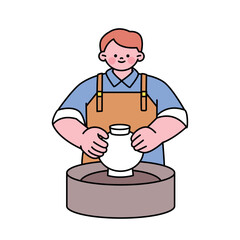 One day class workshop. People are learning new skills. pottery workshop.