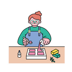 One day class workshop. People are learning new skills. Making handmade soap.