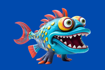 Obraz na płótnie Canvas Creepy monster fish 3d illustration