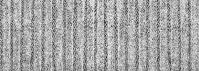 Knitted Striped Fabric Texture Background, Gray Textile Pattern