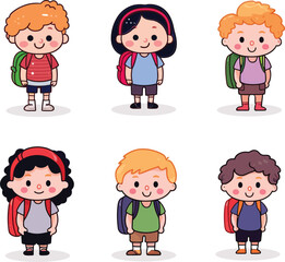 Hand Drawn Children Back To School Flat Cartoon Vector Illustration