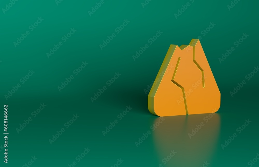 Canvas Prints Orange Mountains icon isolated on green background. Symbol of victory or success concept. Minimalism concept. 3D render illustration