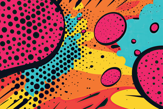 Pop art background. Comic pattern with starburst and halftone. Cartoon retro sunburst effect with dots. Comix banner. Vintage sunshine texture. Vector illustration.